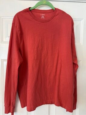 J. Crew Washed Crewneck long sleeve crew neck Tee in Red. Size Large